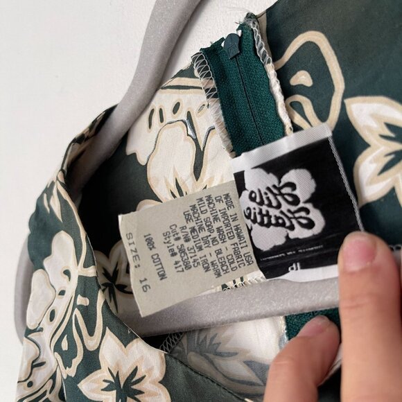 Hilo Hattie Size 16 Hibiscus Floral Green Sleeveless Short Dress Hawaiian - Picture 4 of 8